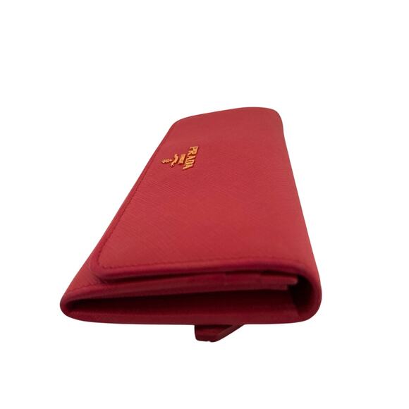 Prada Saffiano Metal Continental Wallet in Peonia Pink with Gold Hardware - Picture 3 of 8